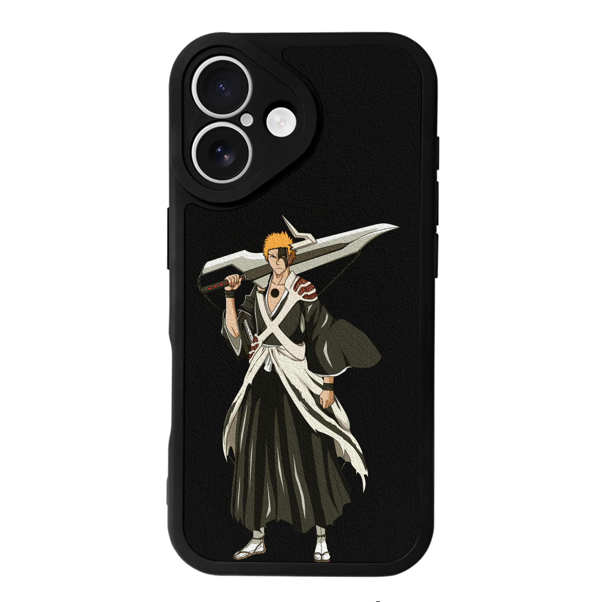 （画像用） ブリーチ 黒崎一護（くろさき いちご）BLEACH Kurosaki Ichigo 【iPhone 16シリーズ対応】シリコンスマホケース（レザー調） 材質：シリコン